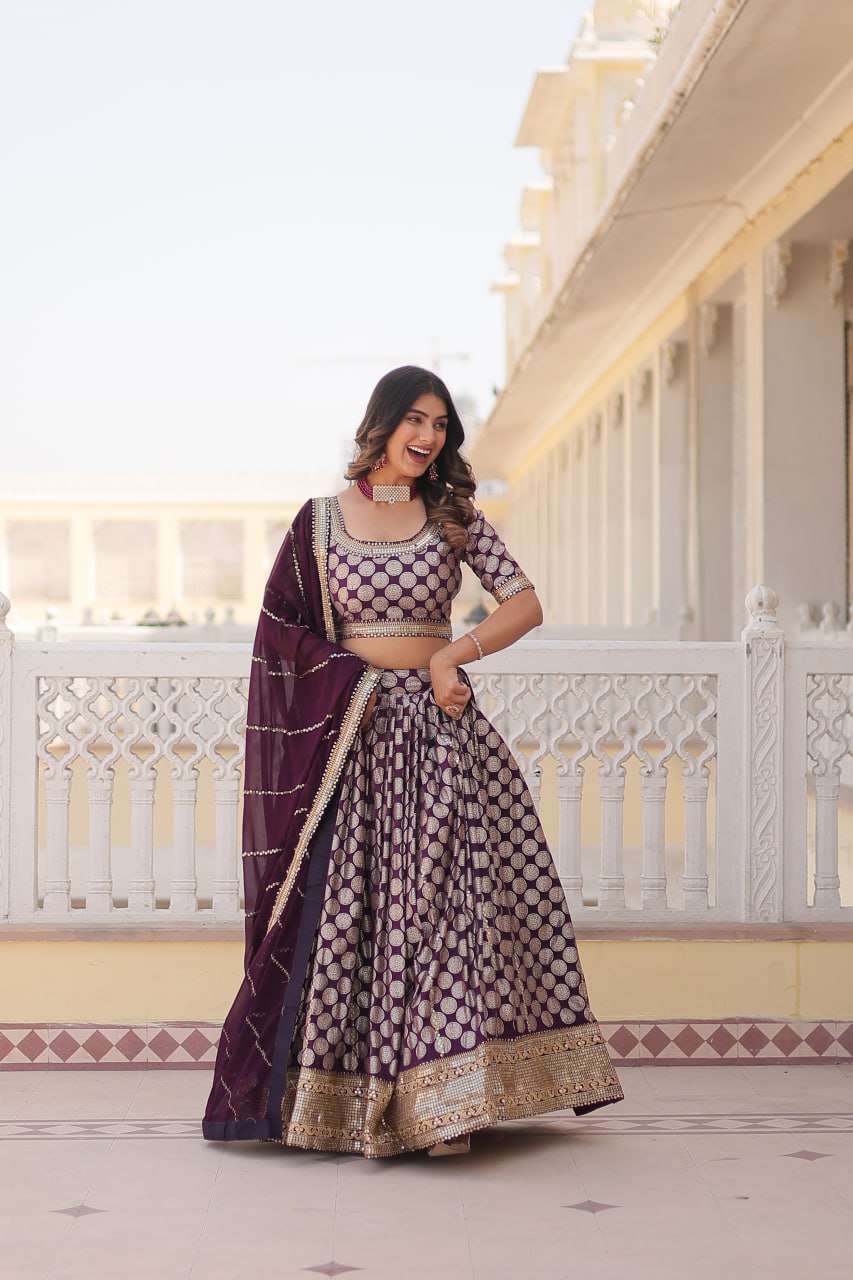 Elegance Redefined Pure Viscose Jacquard fabric Lehenga Choli Set