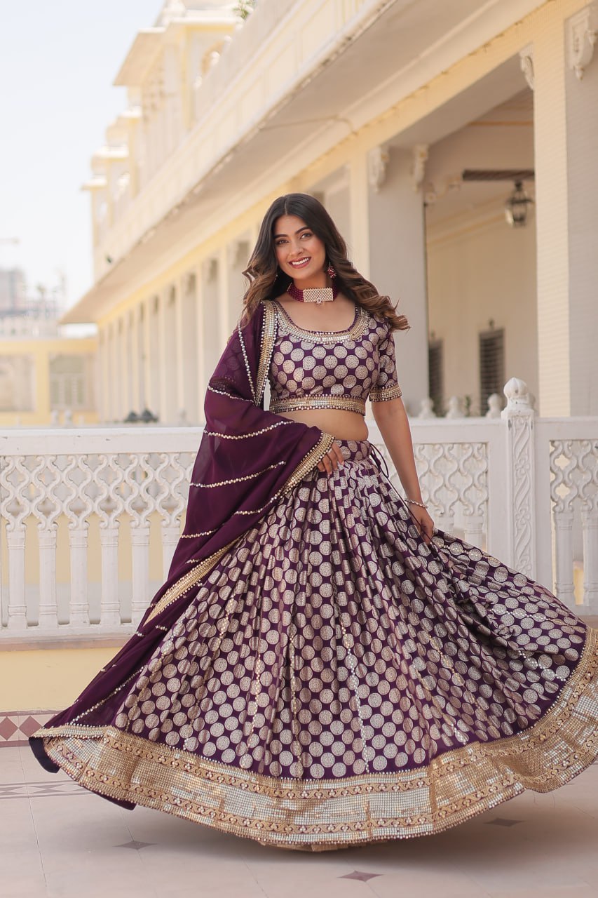 Elegance Redefined Pure Viscose Jacquard fabric Lehenga Choli Set