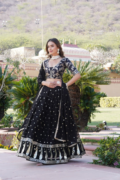 Excellent Embroidered Sequins Faux Blooming Lehenga Choli