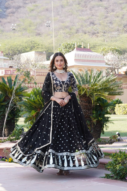 Excellent Embroidered Sequins Faux Blooming Lehenga Choli