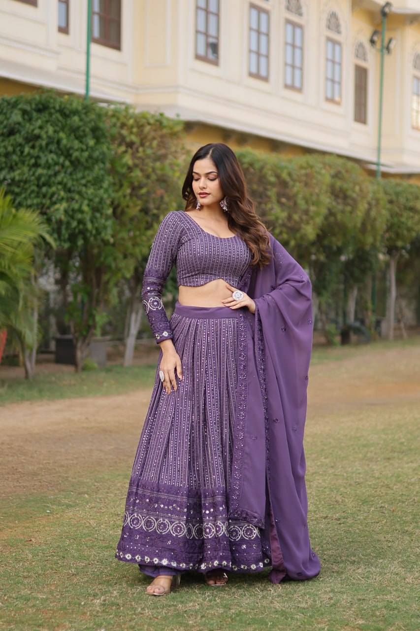 Luxe Party Purple Colour Lehenga Cholis Set