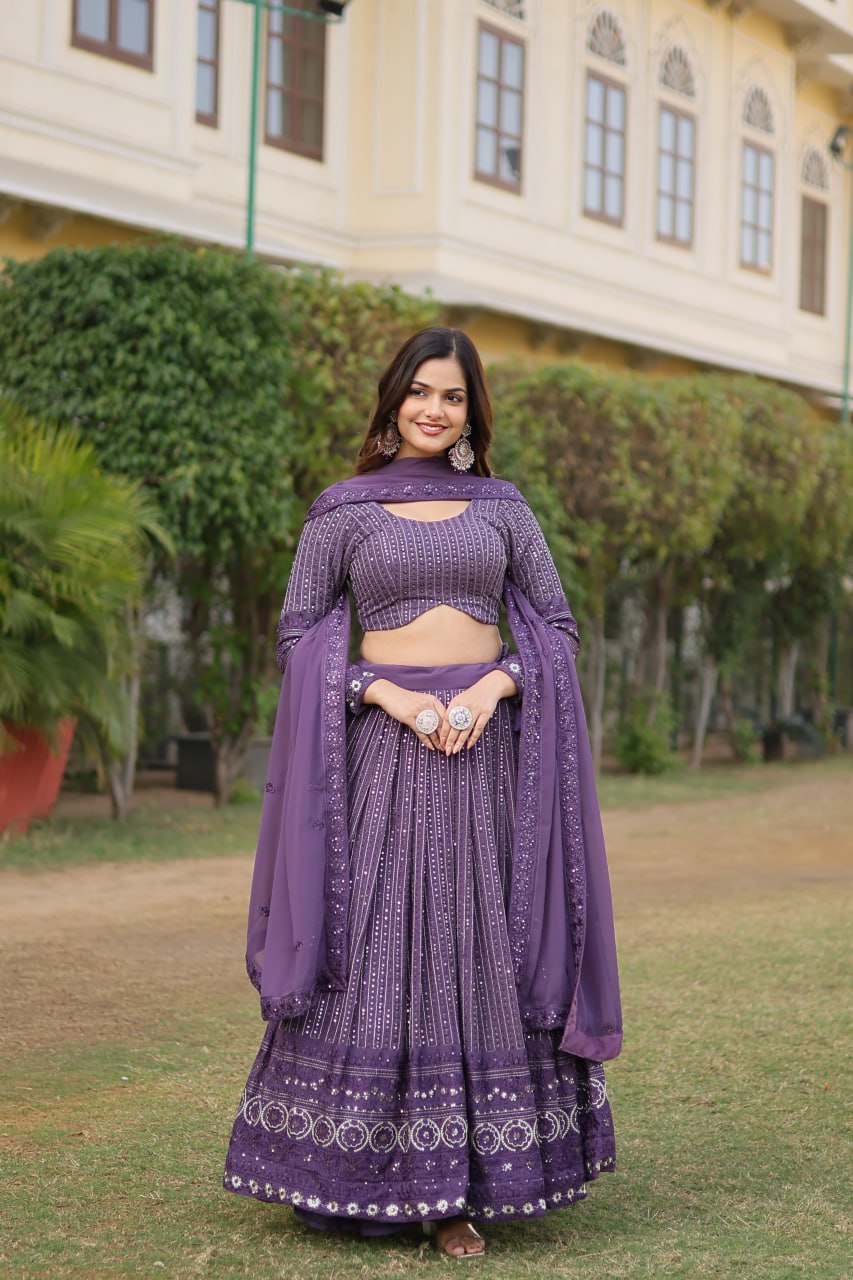 Luxe Party Purple Colour Lehenga Cholis Set