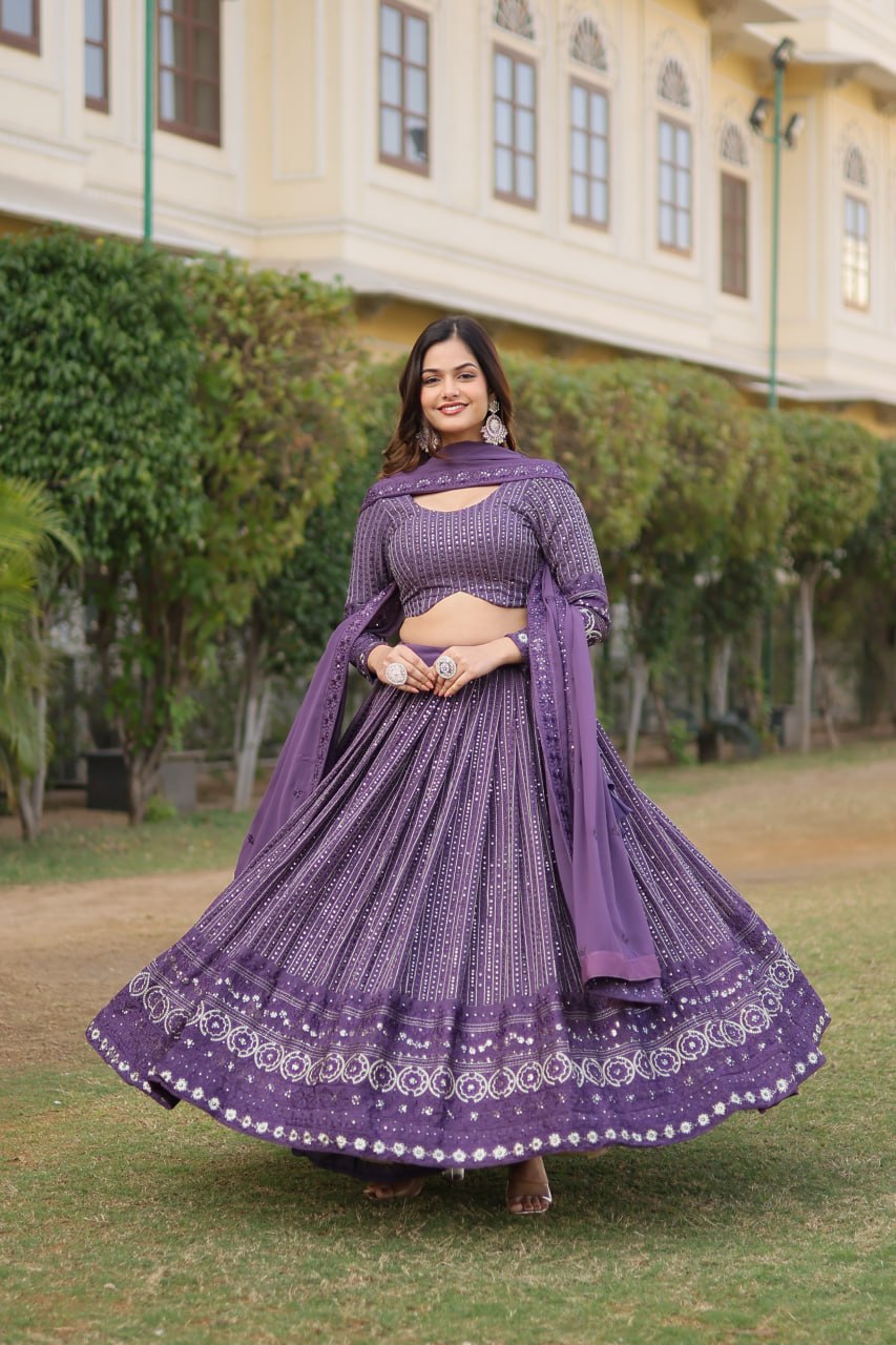 Luxe Party Purple Colour Lehenga Cholis Set