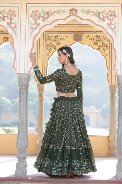 Beautiful Multi-Embroidered Georgette Wedding Lehenga Choli