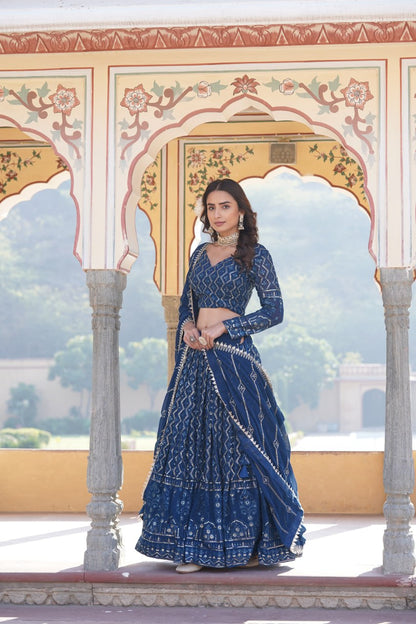 Beautiful Multi-Embroidered Georgette Wedding Lehenga Choli