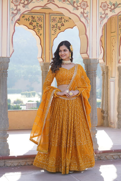 Beautiful Multi-Embroidered Georgette Wedding Lehenga Choli