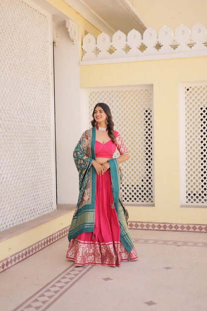 Elegant Embroidered Viscose Lehenga Set with Multi-Color Dupatta