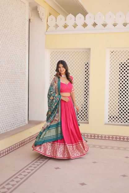 Elegant Embroidered Viscose Lehenga Set with Multi-Color Dupatta