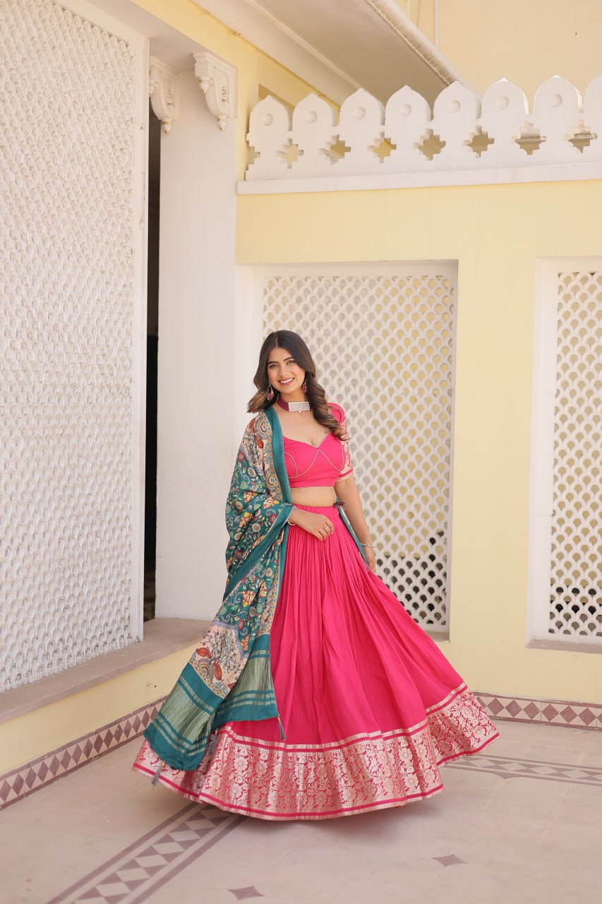 Elegant Embroidered Viscose Lehenga Set with Multi-Color Dupatta