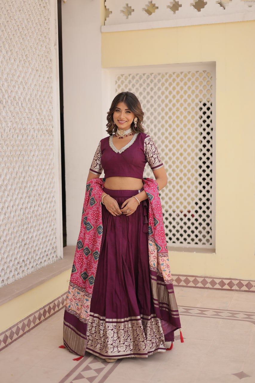 Elegant Embroidered Viscose Lehenga Set with Multi-Color Dupatta