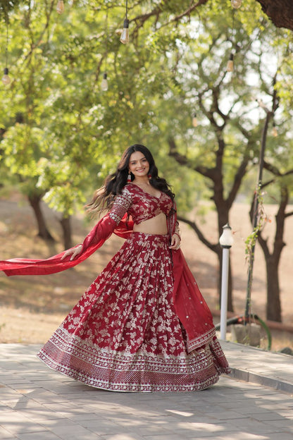 Attractive Pure Viscose Jacquard Lehenga Choli & Dupatta Set