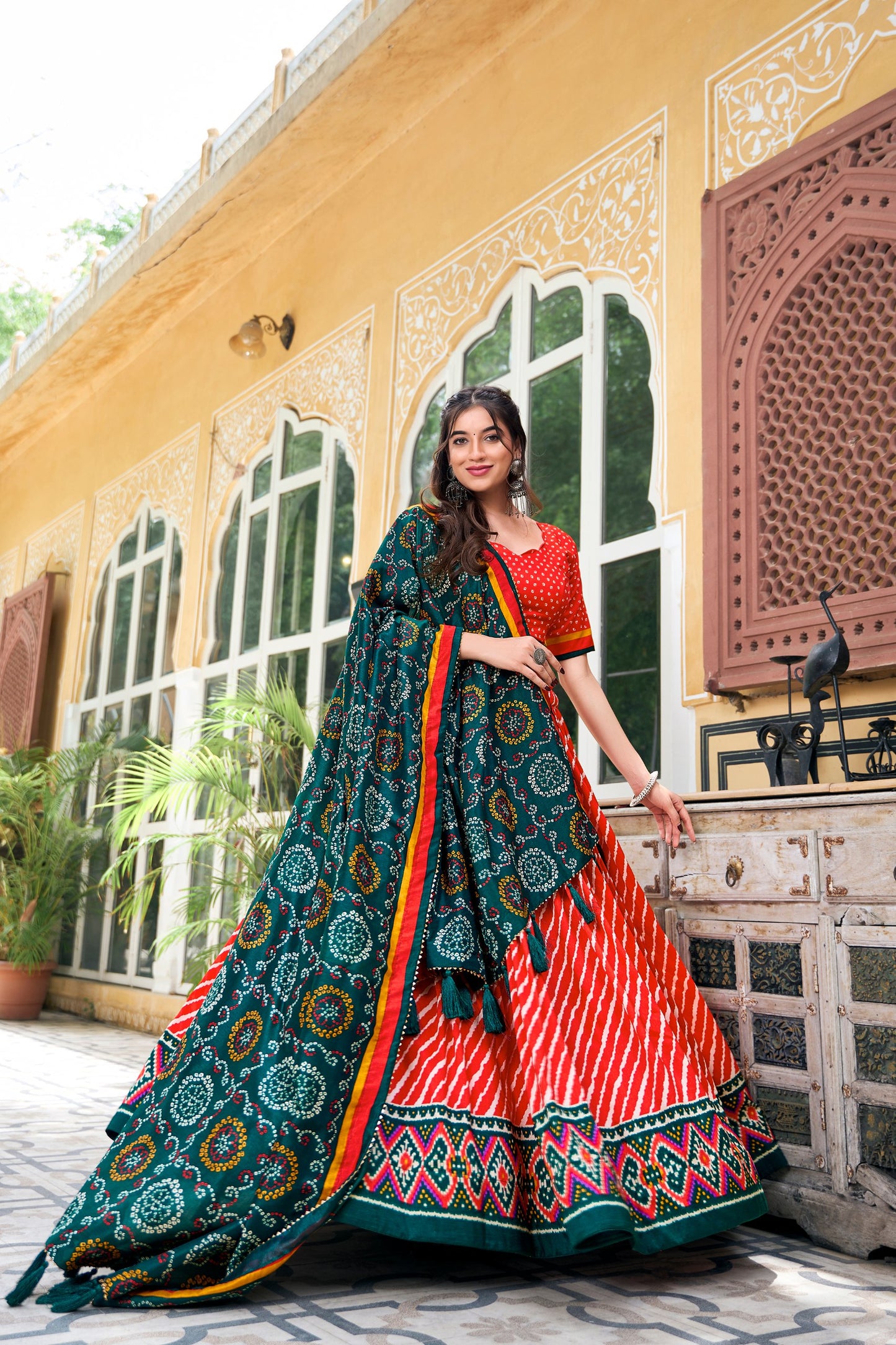 Gorgeous Patola Leheriyu Print Lehenga Choli