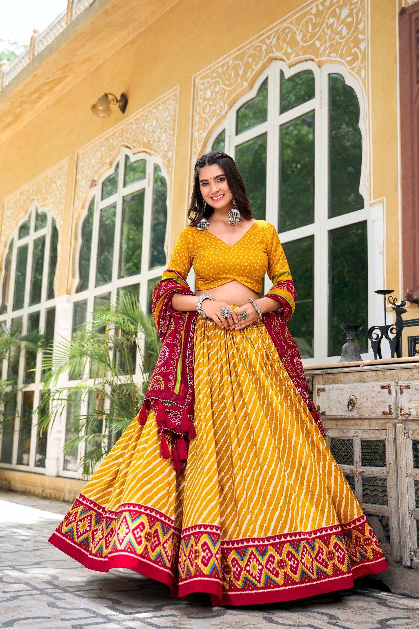 Gorgeous Patola Leheriyu Print Lehenga Choli