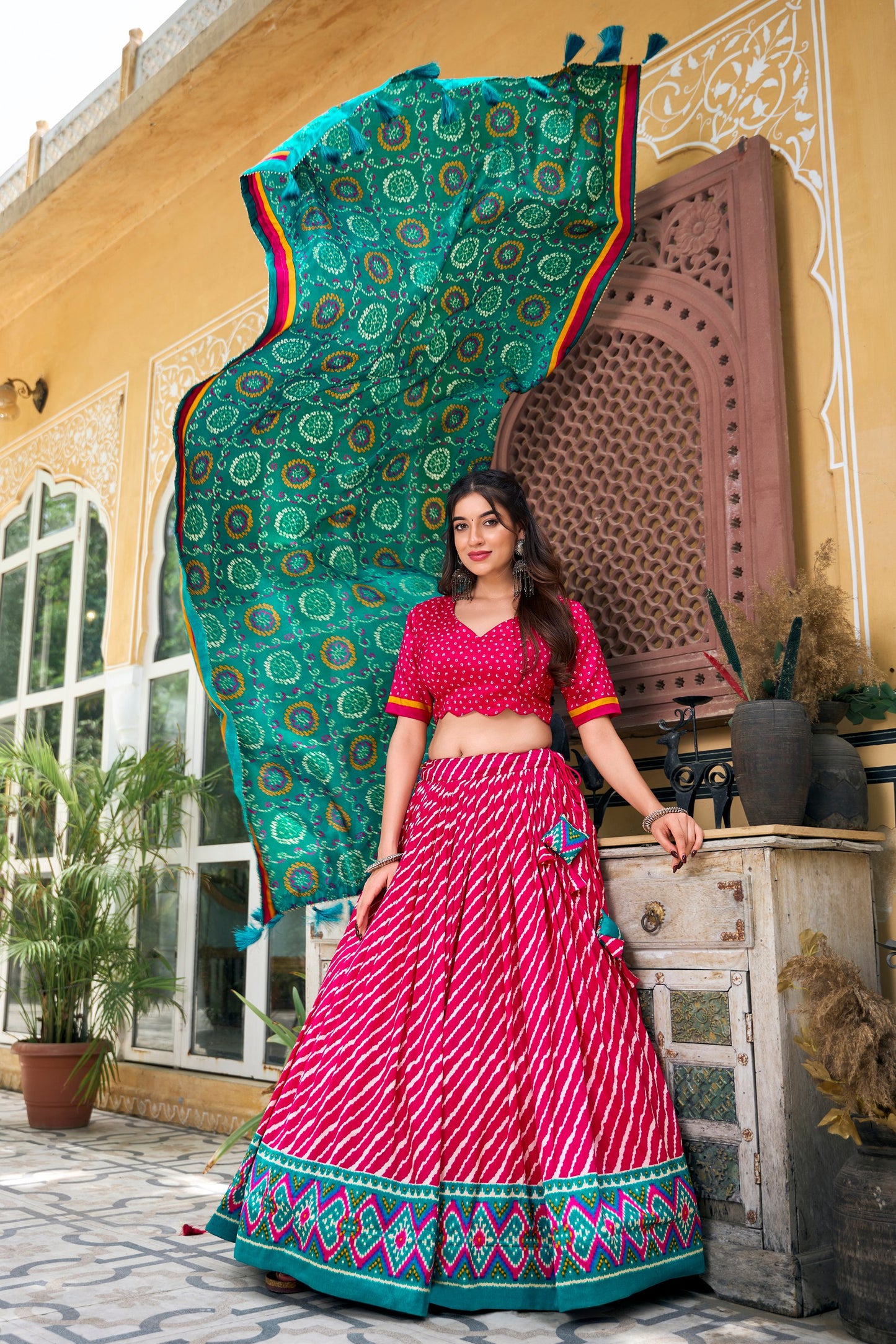 Gorgeous Patola Leheriyu Print Lehenga Choli