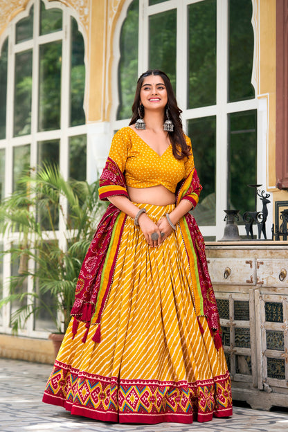 Gorgeous Patola Leheriyu Print Lehenga Choli